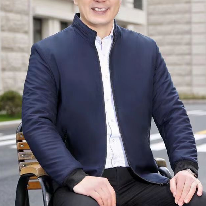 Chaqueta cálida con cremallera de color sólido para hombre: ¡sin arrugas, a prueba de viento, lluvia y nieve!--ES