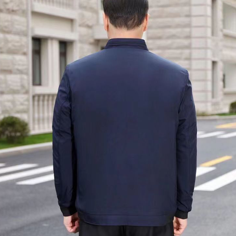 Chaqueta cálida con cremallera de color sólido para hombre: ¡sin arrugas, a prueba de viento, lluvia y nieve!--ES