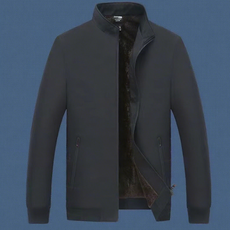 Chaqueta cálida con cremallera de color sólido para hombre: ¡sin arrugas, a prueba de viento, lluvia y nieve!--ES