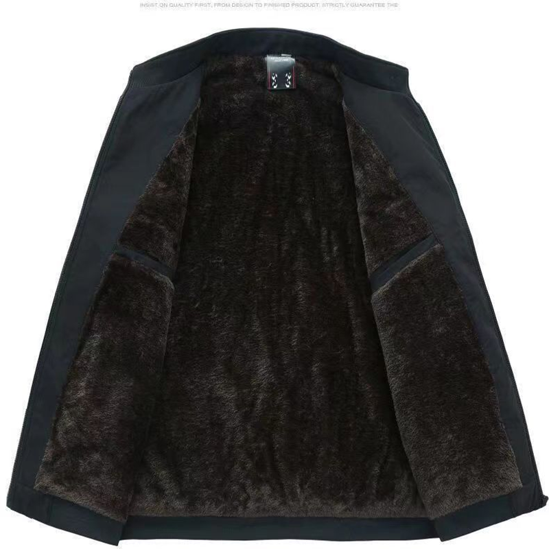 Chaqueta cálida con cremallera de color sólido para hombre: ¡sin arrugas, a prueba de viento, lluvia y nieve!--ES