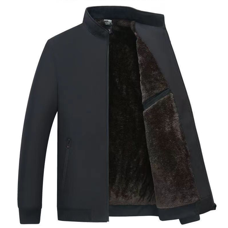 Chaqueta cálida con cremallera de color sólido para hombre: ¡sin arrugas, a prueba de viento, lluvia y nieve!--ES