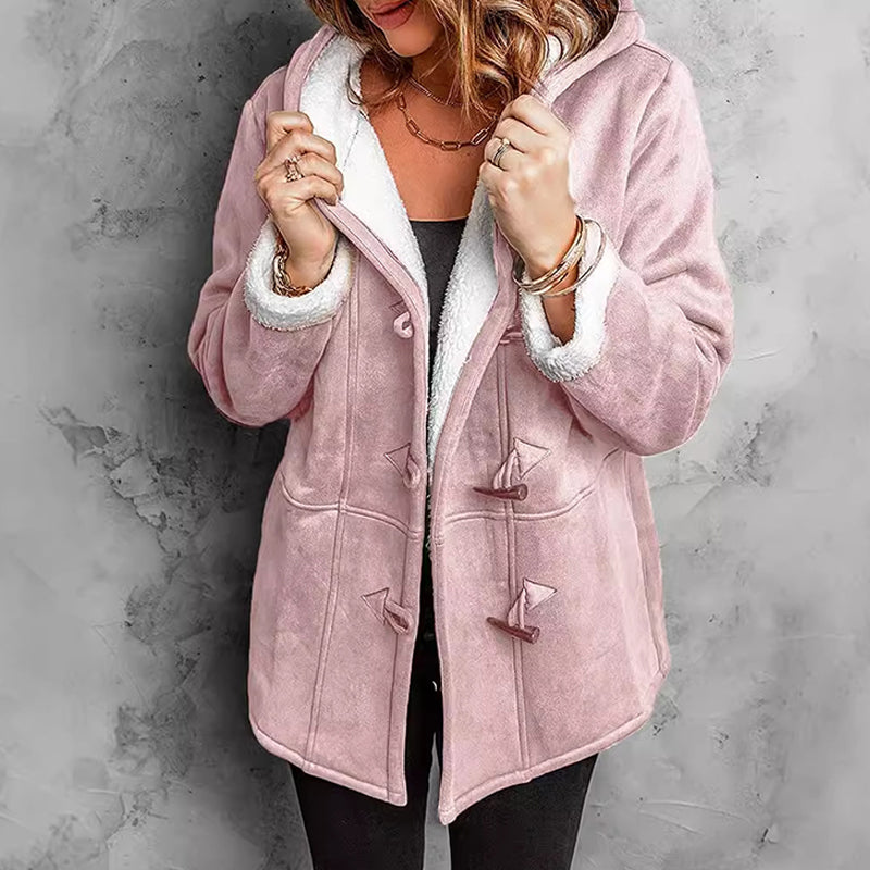 ❄️ Ženska semiš jakna s kapuco in plišasto podlogo 🧥💕-SI