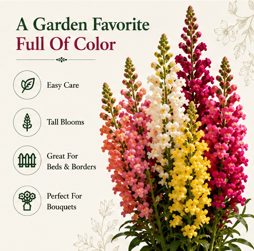 Sjemenke Royal Garden Snapdragon – izbor vrtlara za visoke, šarene cvjetove rezanog cvijeća 🌸-HR