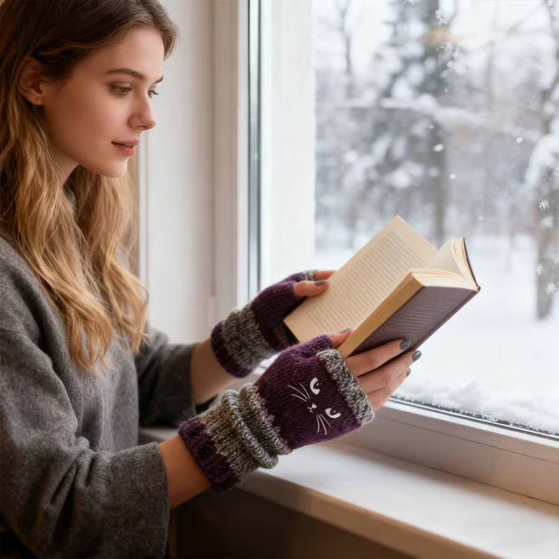 🐱 Lindos guantes de gato tejidos para mujer🧤🧶-ES