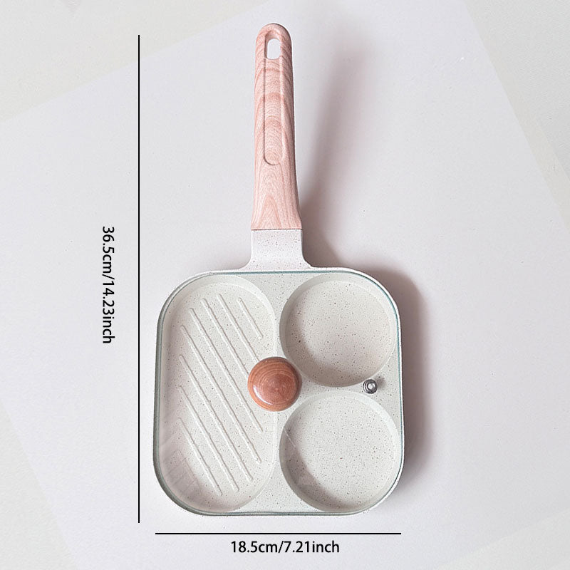 Sartén para desayuno 3 en 1: antiadherente, con distribución uniforme del calor y diseño que ahorra tiempo-ES