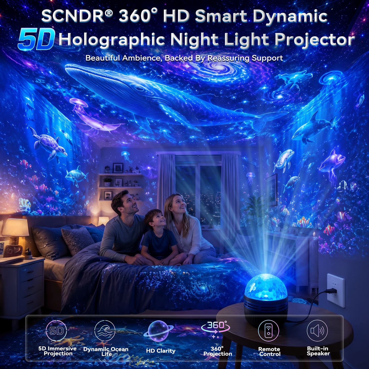 🦖🎁360° pametni holografski projektor zvjezdanog neba (HD Smart Dynamic 5D)-HR
