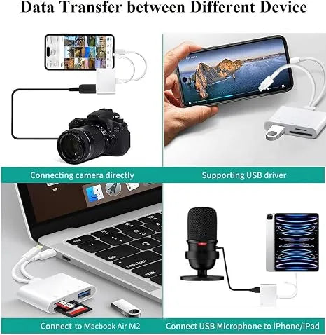 Apple Dual-Interface (USB-C & Lightning) SD/TF Card Reader and USB Adapter