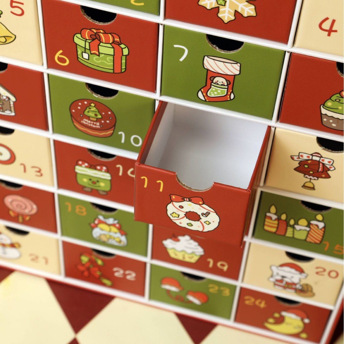 Roza marmorni adventni koledar 2025, škatla za odštevanje 24 dni do božiča-SI