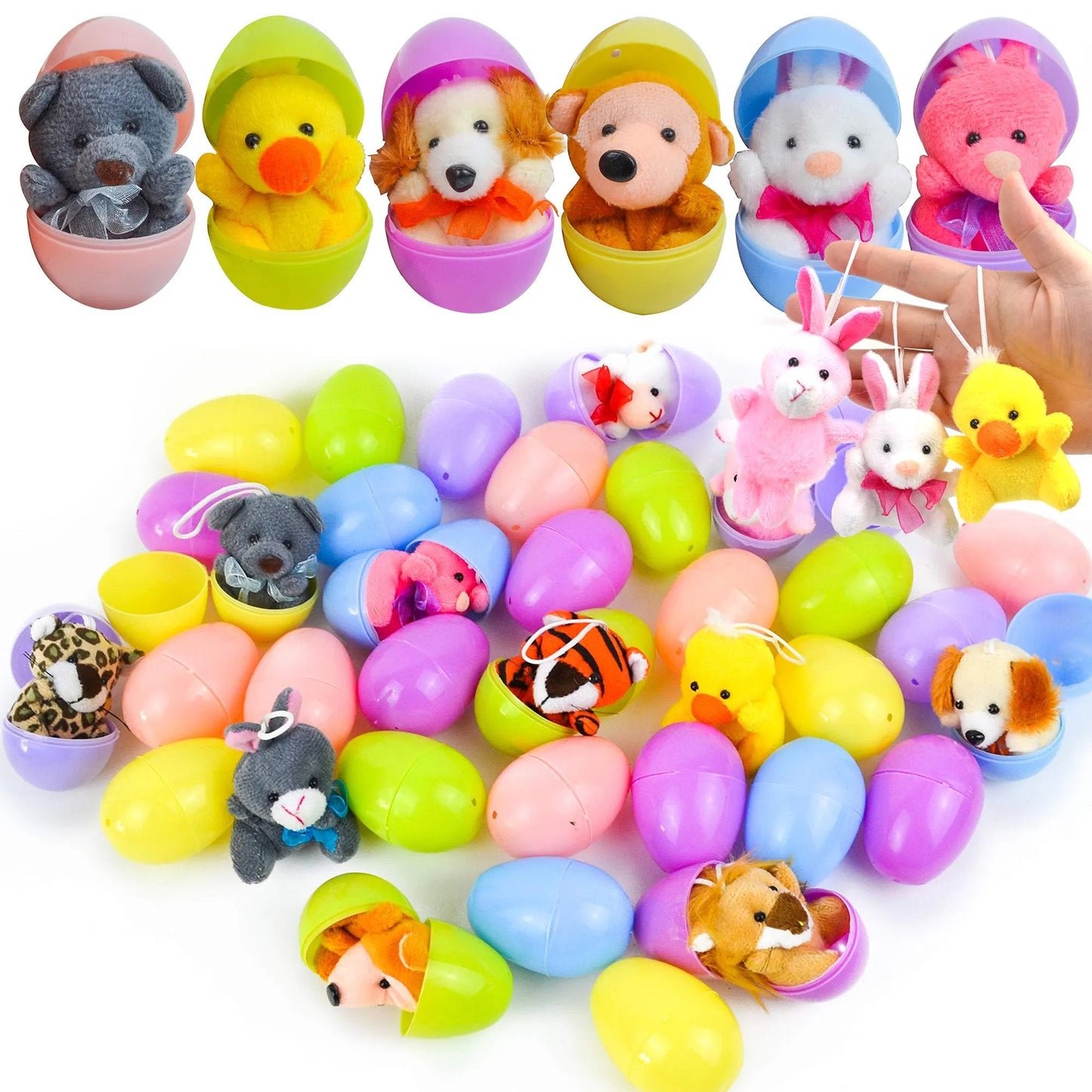 🔥Oferta de Pascua 49% - 24/12 Huevos de Pascua precargados llenos de animales de peluche-ES