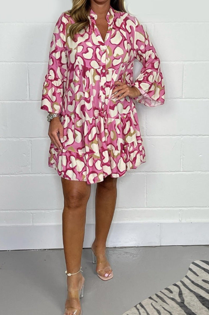 Nuevos vestidos estampados irregulares de talla grande de primavera y verano.-ES