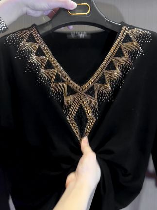 🔥[M-4XL] 2024 Camiseta de terciopelo de manga larga de invierno de alta calidad con cristales-ES