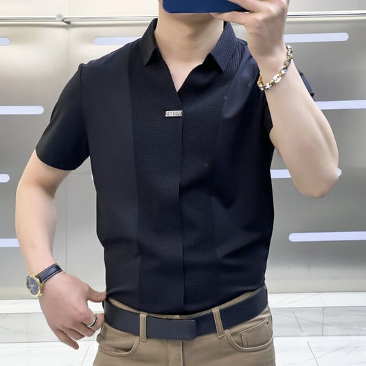 Camisa de patchwork para hombre en estilo casual de negocios-ES