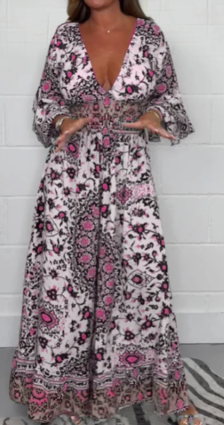 Mono de mujer con estampado y escote en pico tallas S-5XL-ES