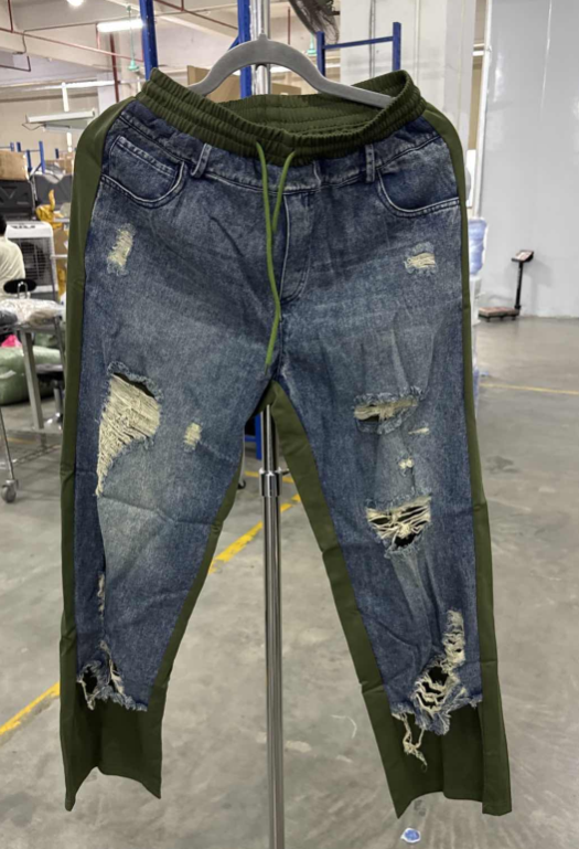 👖Παντελόνι τζιν με φαρδιά μπατζάκια και λάστιχο στη μέση--GR