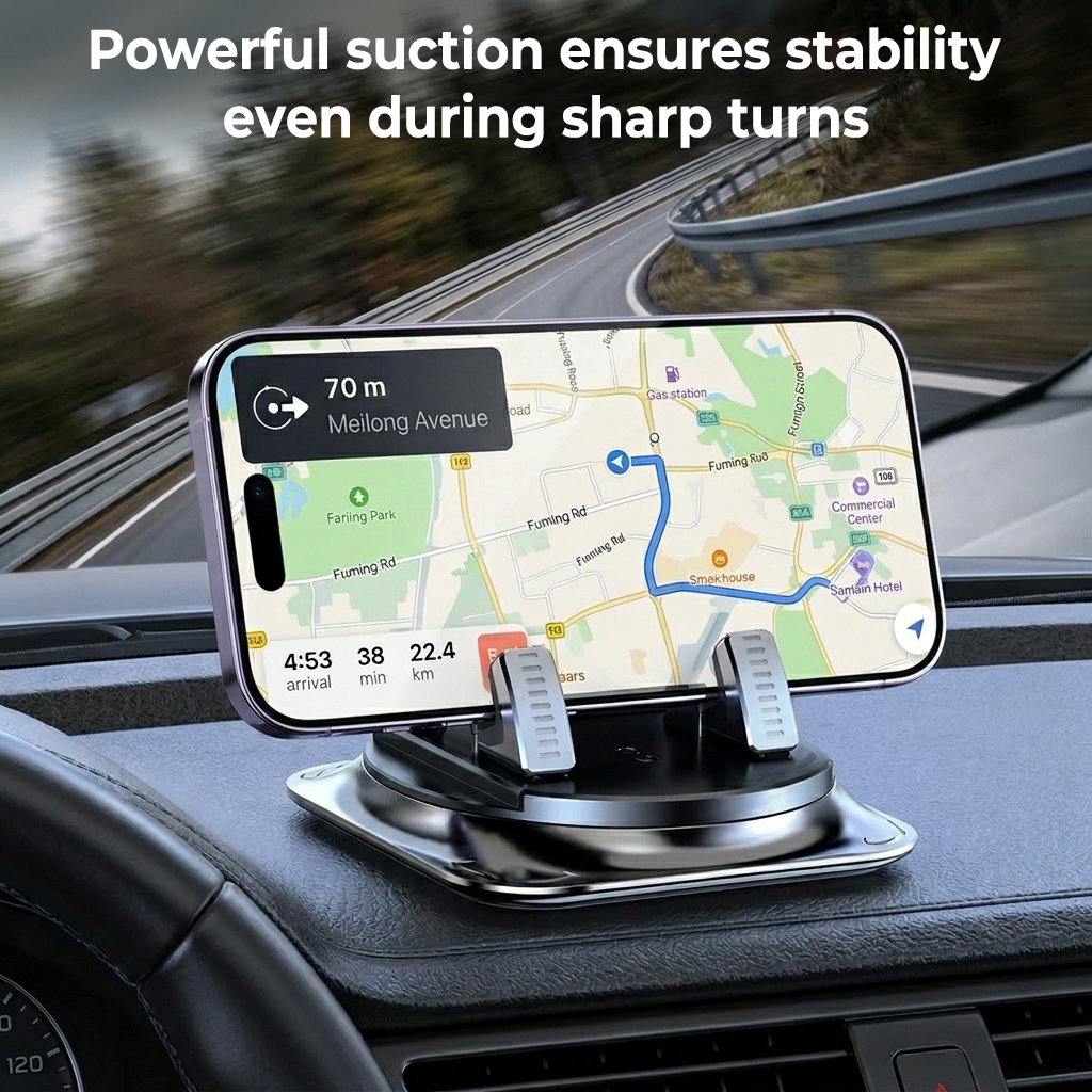 360° besisukantis automobilinis telefono laikiklis, siurbimo mechanizmas visiems telefonams, universalus automobilio laikiklis su apsauga nuo vibracijos-ST