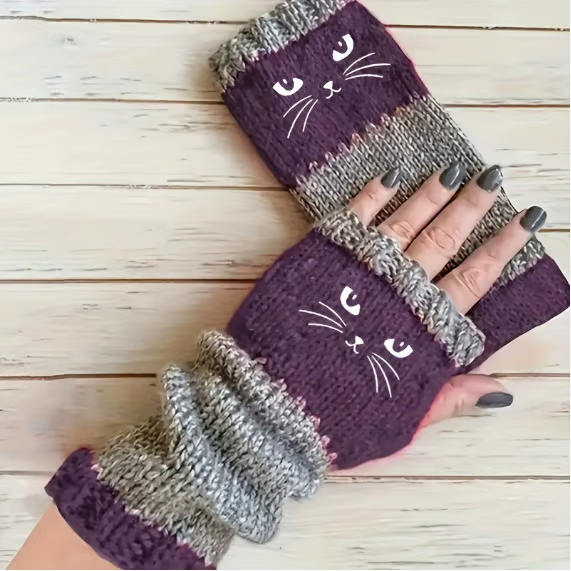🐱 Lindos guantes de gato tejidos para mujer🧤🧶-ES