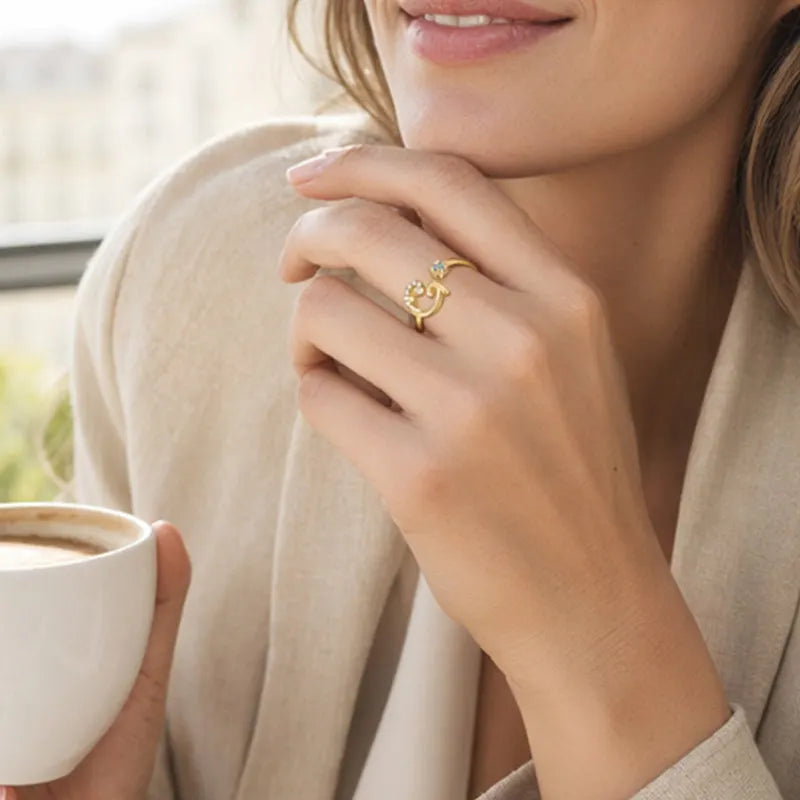 ⏳Vremenski ograničeni popust od 50%⏰Podesivi prsten s inicijalima za žene💍-HR