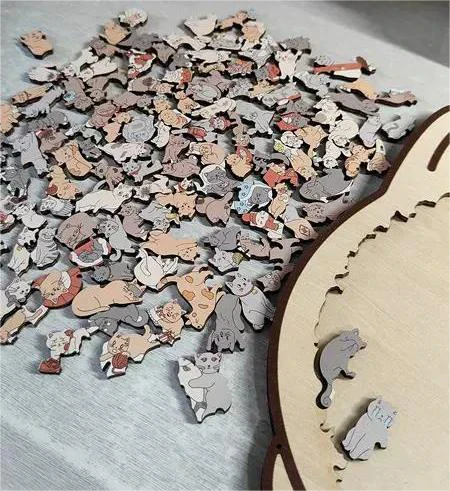 🎅🎄Rompecabezas de madera con forma de gato, 135 piezas, en colores Morandi🐱🎁-ES