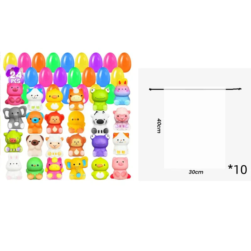 🎁 12/24 unidades de juguetes blandos pre-rellenos de huevos de Pascua de crecimiento lento-ES