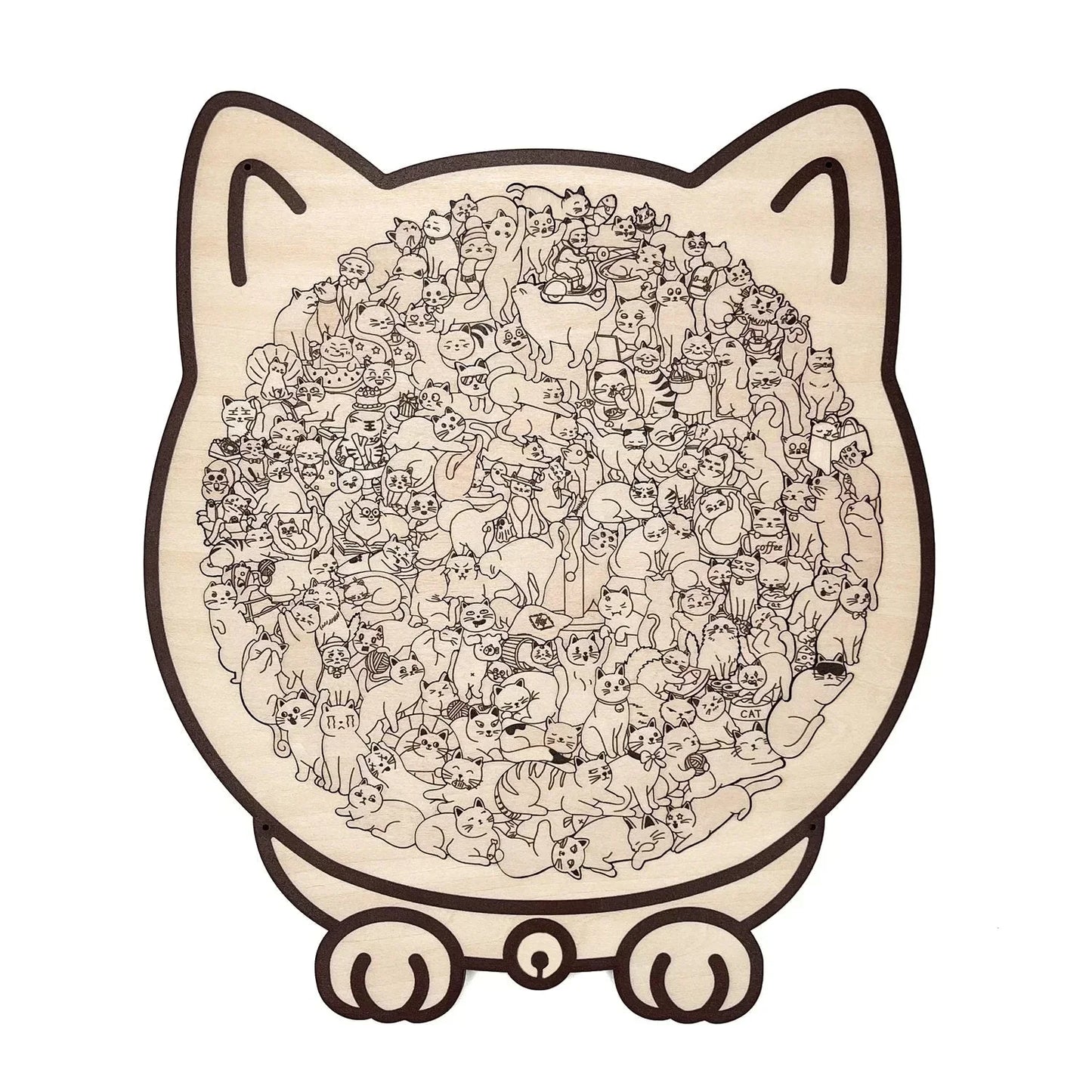 🎅🎄Rompecabezas de madera con forma de gato, 135 piezas, en colores Morandi🐱🎁-ES