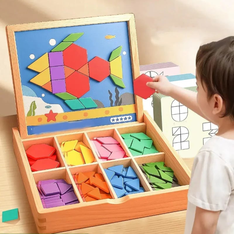 🎁Ankstyvas Kalėdų išpardavimas 50% nuolaida🔥Medinis magnetinių raštų kaladėlių dėlionių rinkinys🧩-LT