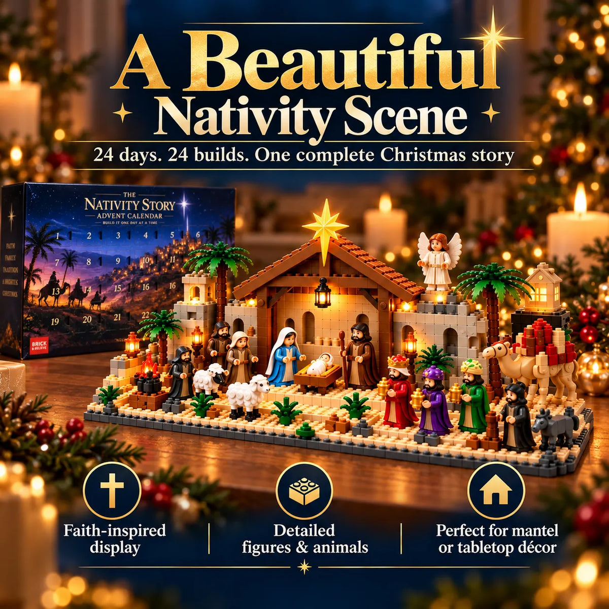 ⭐ 24-Day Buildable Nativity Advent Calendar | Family Christmas Tradition Vibe