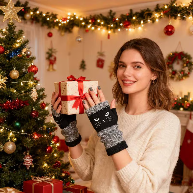 🐱 Lindos guantes de gato tejidos para mujer🧤🧶-ES