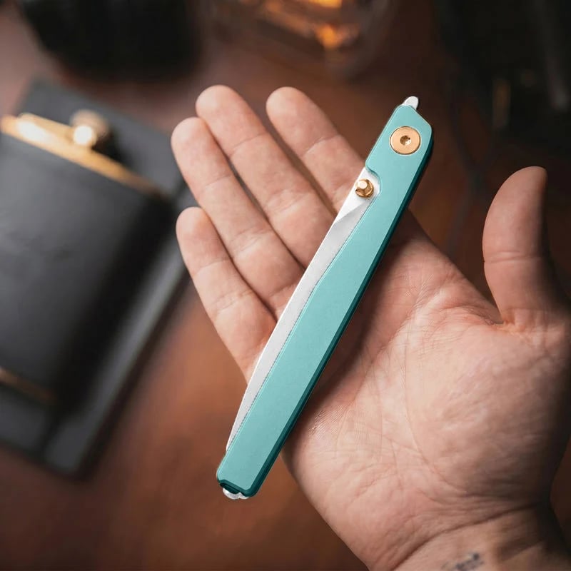 🔥Zadnja dnevna razprodaja 50 % POPUSTA🎉Nož Lanky Liner Lock Front Flipper s črnim aluminijastim ročajem-SI