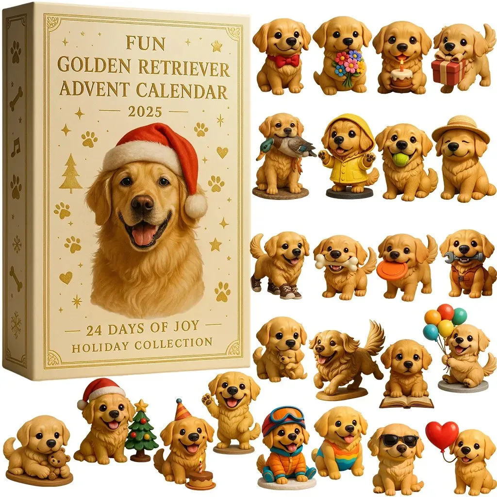 Divertido calendario de Adviento con un Golden Retriever para 2025-ES