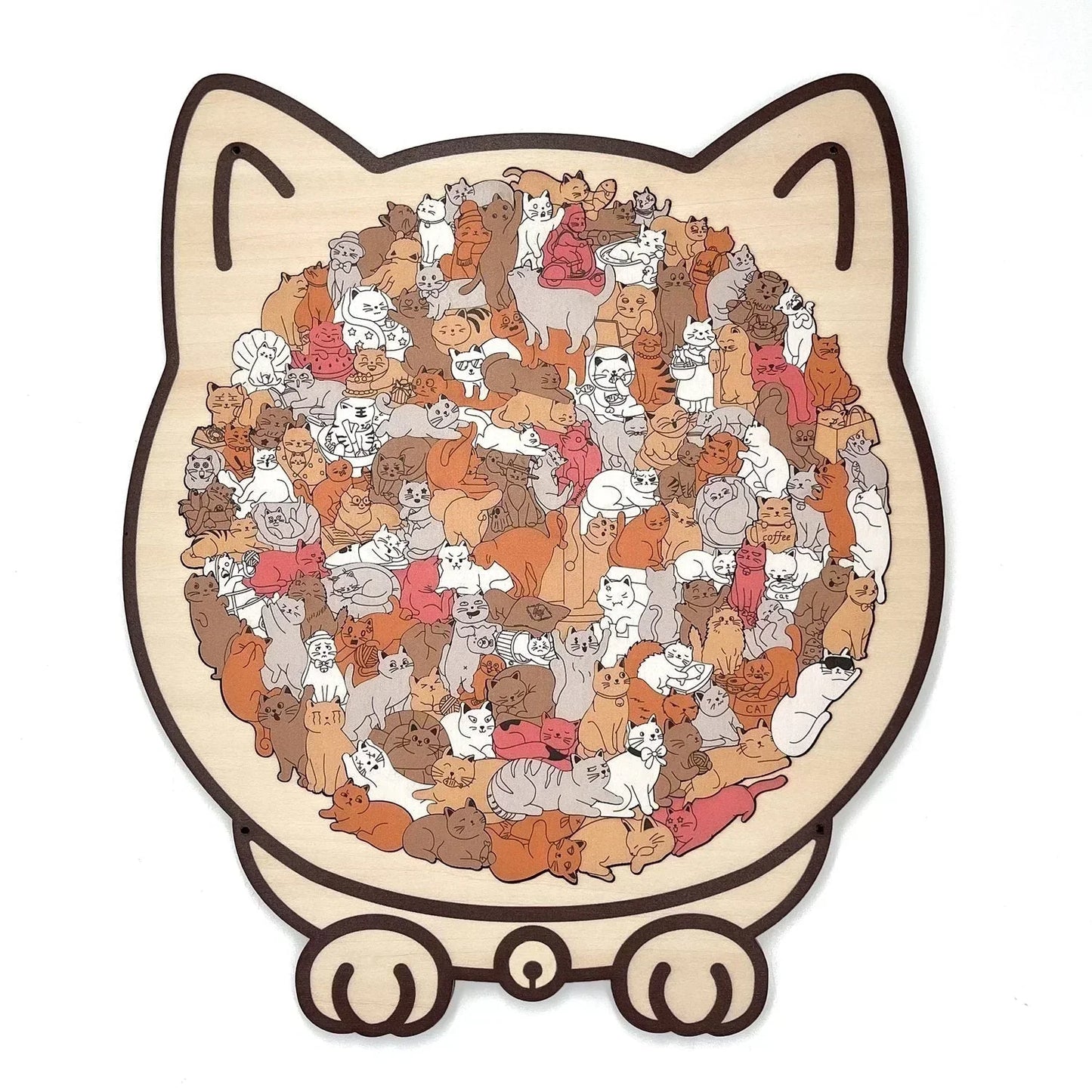 🎅🎄Rompecabezas de madera con forma de gato, 135 piezas, en colores Morandi🐱🎁-ES