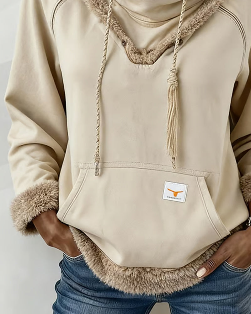 Φούτερ με μακριά μανίκια και τσέπες patchwork-GR