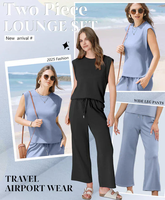 🔥2025 Nuevo conjunto de mujer -50% Top sin mangas + pantalón ancho-ES