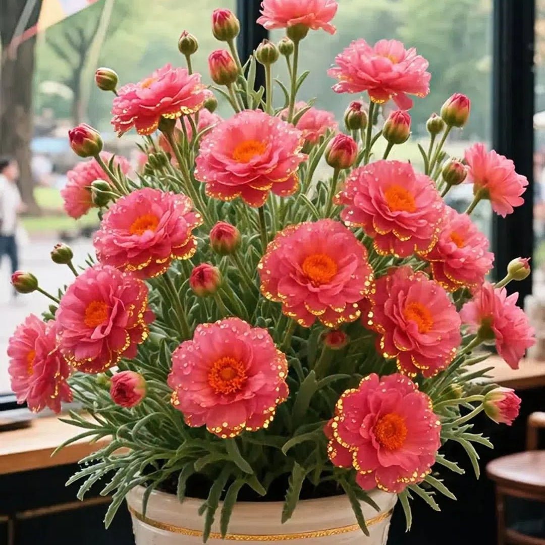 Χρυσή Δαντελένια Πορτουλάκα🌸✨ Υπέροχα διπλά άνθη για αβίαστα καλοκαιρινά χρώματα-GR