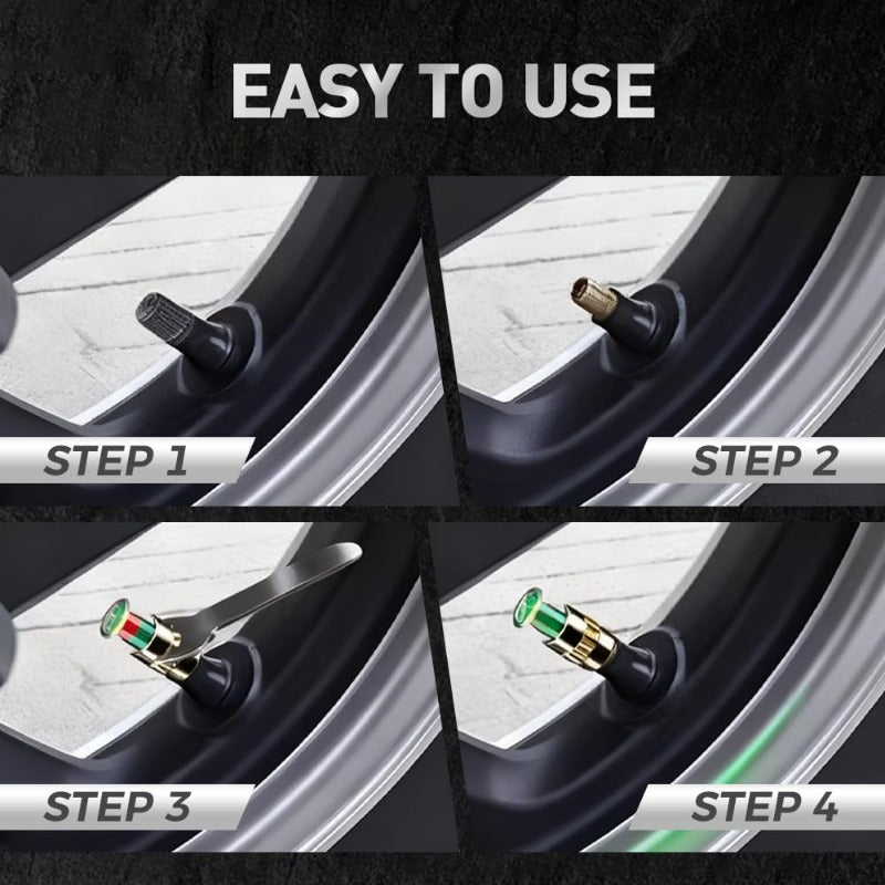 Trijų spalvų padangų slėgio įspėjimo dangteliai-LT