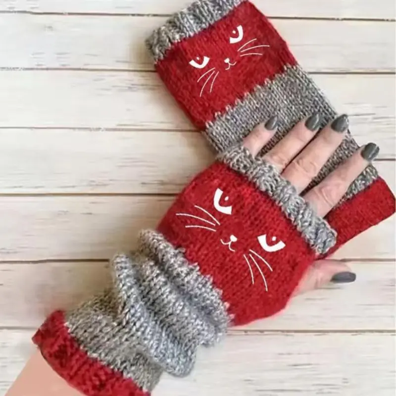 🐱 Lindos guantes de gato tejidos para mujer🧤🧶-ES