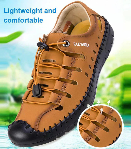 Sandalias de aviador de cuero con puntera envolvente-ES