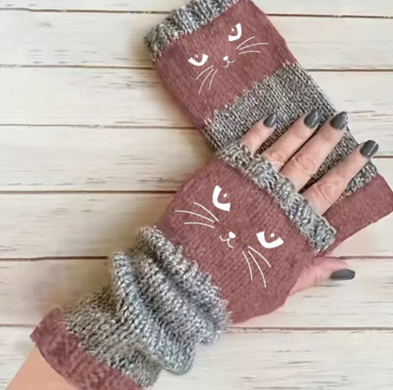 🐱 Lindos guantes de gato tejidos para mujer🧤🧶-ES