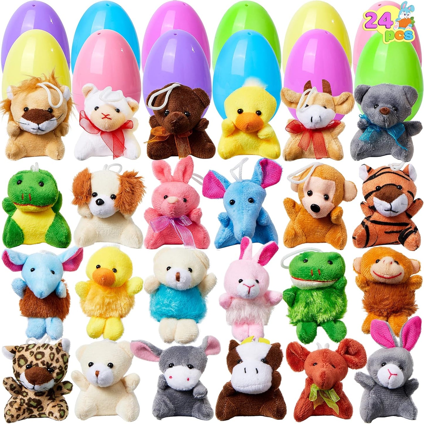 🔥Oferta de Pascua 49% - 24/12 Huevos de Pascua precargados llenos de animales de peluche-ES