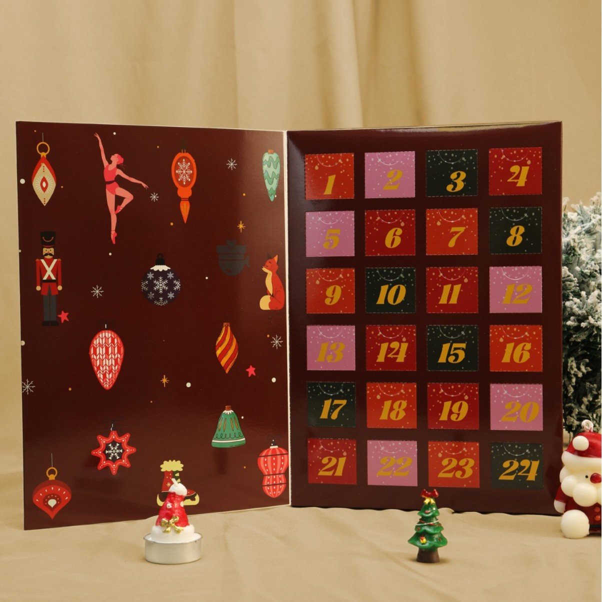 Roza marmorni adventni koledar 2025, škatla za odštevanje 24 dni do božiča-SI