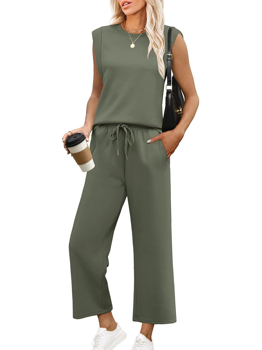 🔥2025 Nuevo conjunto de mujer -50% Top sin mangas + pantalón ancho-ES
