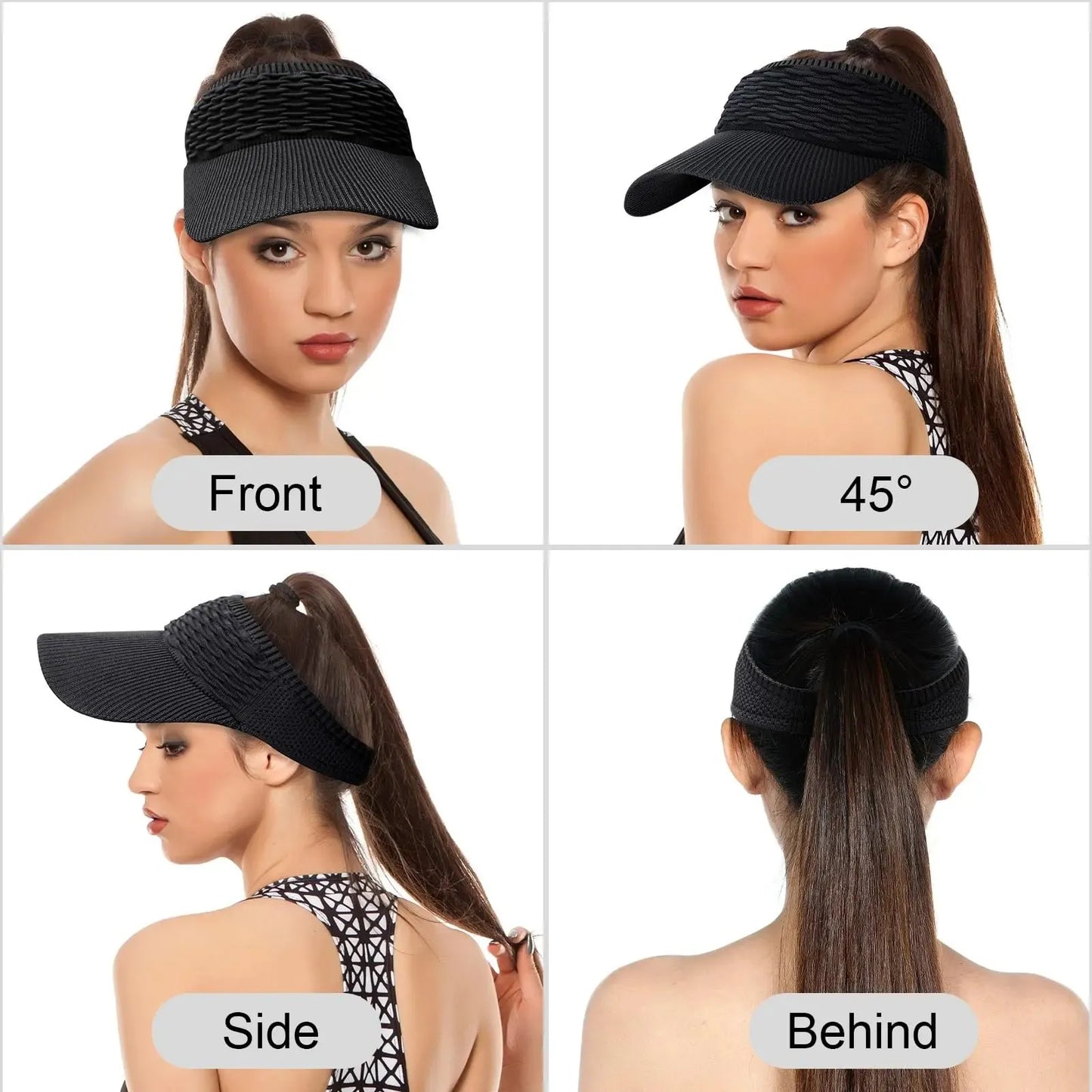 ☀️🧢 Skydelis su skylute aukštai uodegai – apsauga nuo UV spindulių, kvėpuojantis, skirtas lauko veiklai ir kasdieniam naudojimui-LT