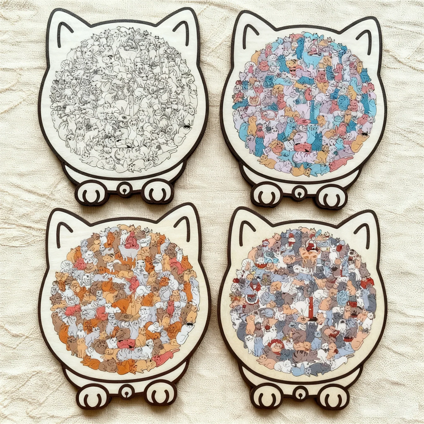 🎅🎄Rompecabezas de madera con forma de gato, 135 piezas, en colores Morandi🐱🎁-ES