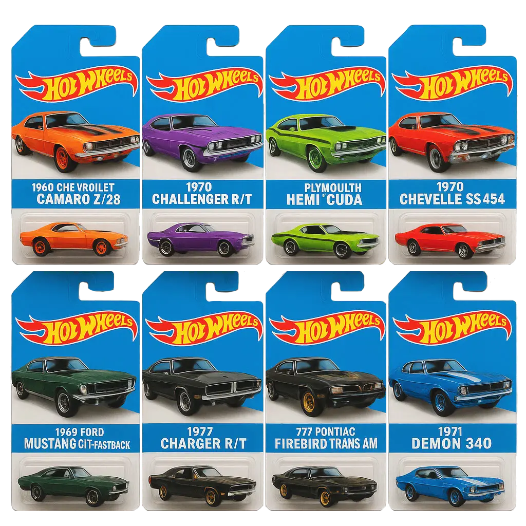 🔥Vroča razprodaja - 50 % POPUST🔥 - 🚗Adventni koledar avtomobilčkov Hot Wheels Muscle - 24 DNI 2025🎄-SI