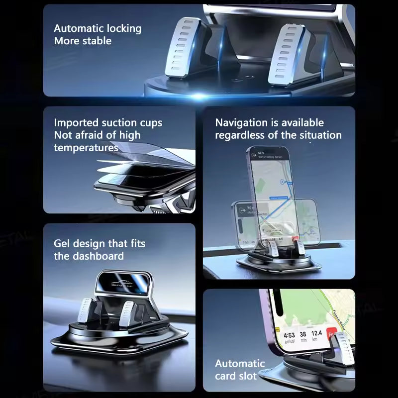 360° besisukantis automobilinis telefono laikiklis, siurbimo mechanizmas visiems telefonams, universalus automobilio laikiklis su apsauga nuo vibracijos-ST