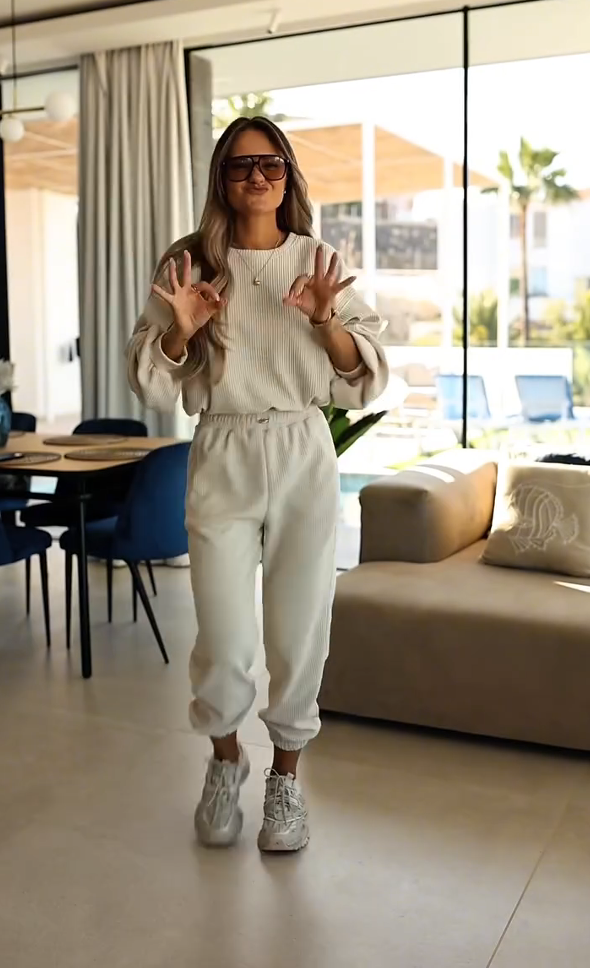 Ženski dvodelni rebrast komplet za vsakodnevno nošenje-SI