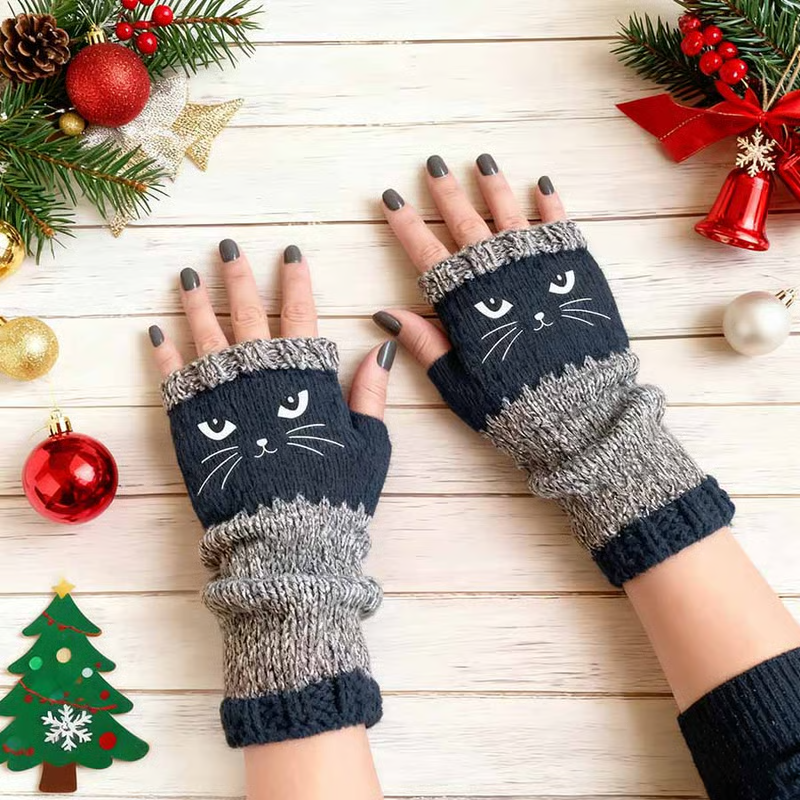 🐱 Lindos guantes de gato tejidos para mujer🧤🧶-ES
