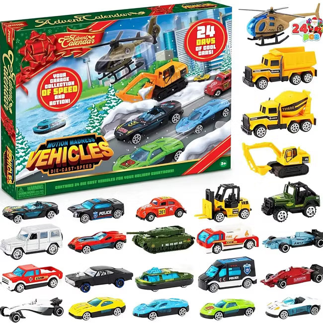 🔥Pēdējā diena ar 50% atlaidi - 🚗🎁2026. gada Ziemassvētku Adventes kalendārs | ✨24 dienu atpakaļskaitīšanas kalendārs — diecast automašīnu komplekts-LV