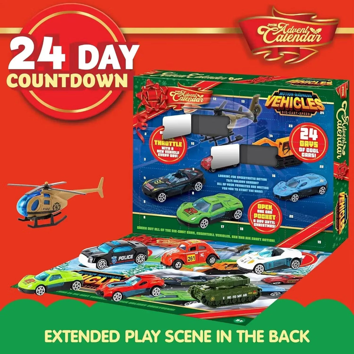 🔥Pēdējā diena ar 50% atlaidi - 🚗🎁2026. gada Ziemassvētku Adventes kalendārs | ✨24 dienu atpakaļskaitīšanas kalendārs — diecast automašīnu komplekts-LV