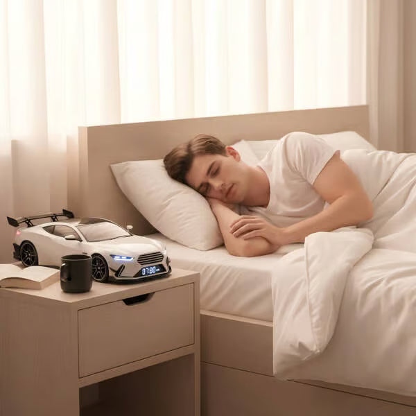 🎁 Despertador de hipercoche🏎️Motor realista y efectos de luz-ES
