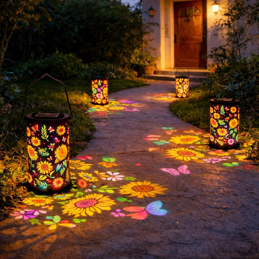🌻Lámpara de jardín colorida con forma de girasol y energía solar.-ES